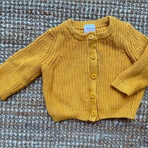 Yellow Knit Cardigan Sweater